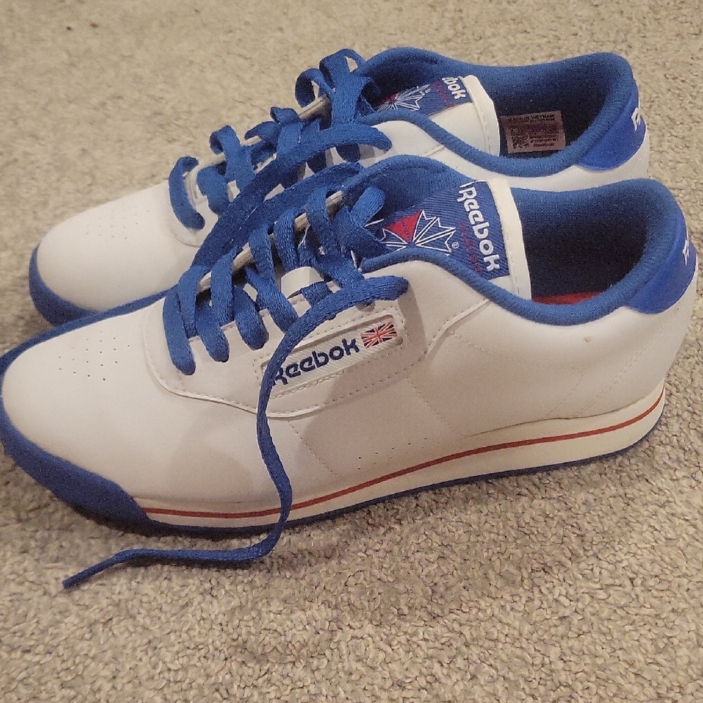 Reebok Classic White and Blue Trainers